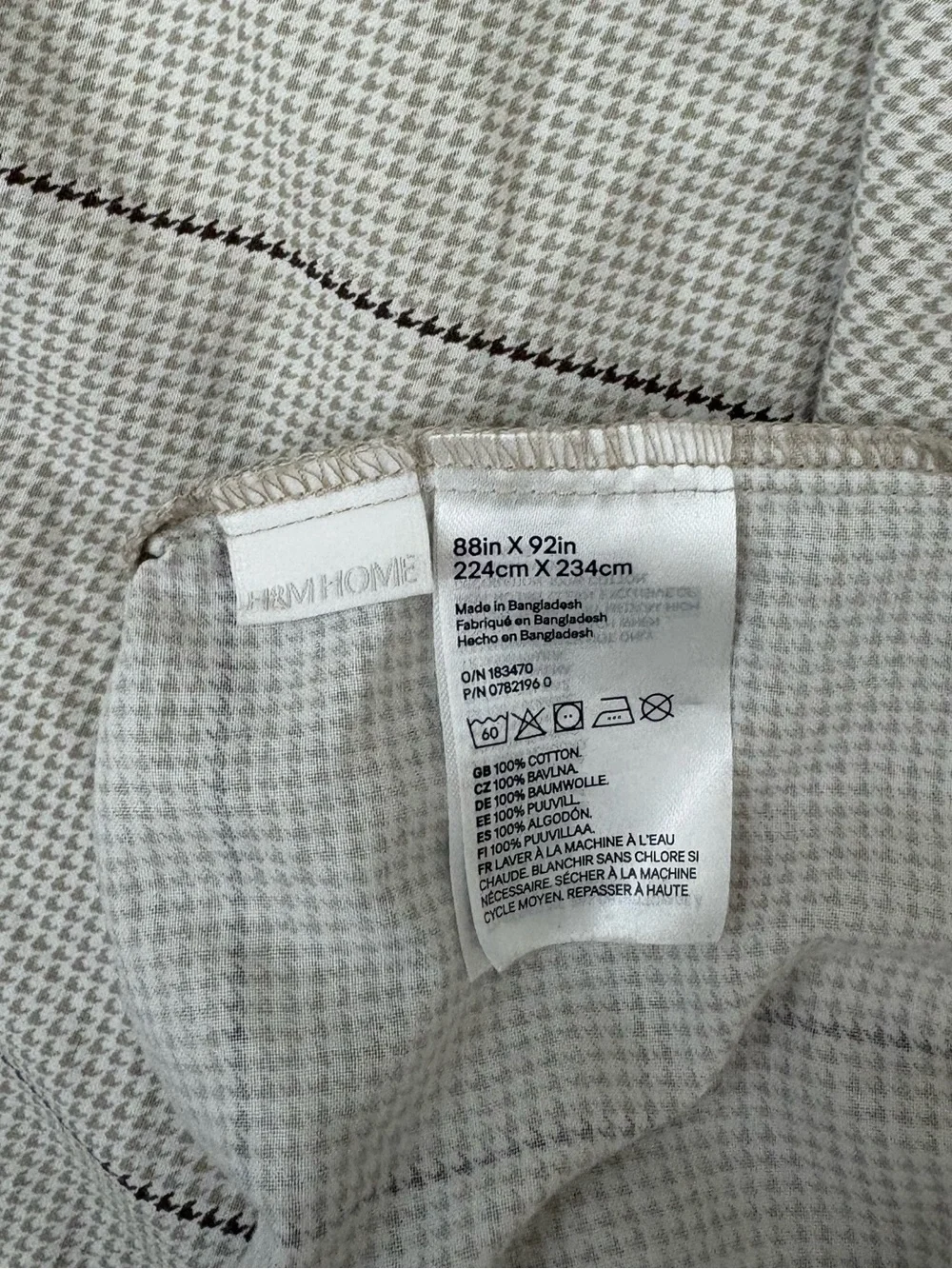 H&M Cream and Light Brown Windowpane Duvet Cover